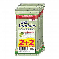 WET HANKIES ΥΓΡΟΜΑΝΤΗΛΑ ΑΝΤΙΒΑΚΤΗΡΙΔΙΑΚΑ ΜΕ ΑΡΩΜΑ ΠΡΑΣΙΝΟ ΜΗΛΟ 4x15τεμ.