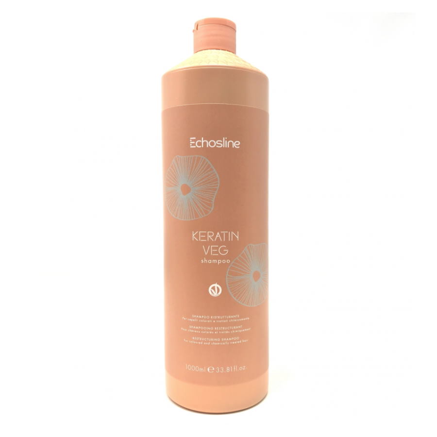ECHOSLINE KERATIN VEG ΣΑΜΠΟΥΑΝ ΑΝΑΔΟΜΗΣΗΣ ΓΙΑ ΒΑΜΜΕΝΑ ΕΠΕΞΕΡΓΑΣΜΕΝΑ ΜΑΛΛΙΑ 1000ml