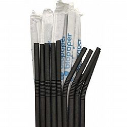 OPEN CARE PAPER DRINKING STRAWS FOLD TYPE BLACK 1/1 250pcs