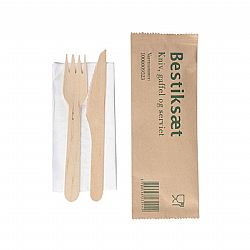 OPEN CARE COVER CHARGE WOODEN SET (kni-fork-towel) 16cm 400pcs