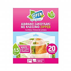 OPEN CARE FOOD BAGS WITH ZIPPER 1,5lt 20pcs