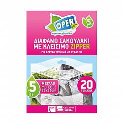 OPEN CARE FOOD BAGS WITH ZIPPER 5lt 20pcs