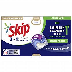 SKIP ULTIMATE 3IN1 ΑΠΟΡΡΥΠΑΝΤΙΚΟ ΠΛΥΝΤΗΡΙΟΥ ΡΟΥΧΩΝ  ΚΑΨΟΥΛΕΣ SPRING FRESH 38 ΠΛΥΣΕΙΣ