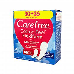 CAREFREE COTTON FEEL FLEXIFORM ΣΕΡΒΙΕΤΑΚΙΑ ΓΙΑ ΚΑΝΟΝΙΚΗ ΡΟΗ 2 ΣΤΑΓΟΝΕΣ FRESH SCENT (30+26)τεμ.