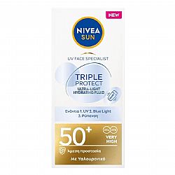 NIVEA SUN UV FACE SPECIALIST TRIPLE PROTECT ULTRA-LIGHT HYDRATING FLUID ΑΝΤΗΛΙΑΚΗ ΚΡΕΜΑ ΠΡΟΣΩΠΟΥ ΤΡΙΠΛΗΣ ΠΡΟΣΤΑΣΙΑΣ SPF50+ 40ML
