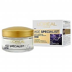 LOREAL PARIS AGE SPECIALIST 55+ ANTIWRINKLE NIGHT CREAM AΝΤΙΡΥΤΙΔΙΚΗ ΚΡΕΜΑ ΝΥΚΤΟΣ ΓΙΑ ΕΝΤΑΤΙΚΗ ΘΡΕΨΗ & ΣΥΣΦΙΞΗ ΠΕΡΙΓΡΑΜΜΑΤΟΣ 50ml