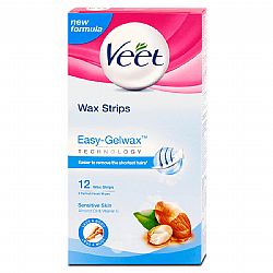 VEET EASY GEL WAX ΤΑΙΝΙΕΣ ΑΠΟΤΡΙΧΩΣΗΣ ΣΩΜΑΤΟΣ ΓΙΑ ΕΥΑΙΣΘΗΤΕΣ ΕΠΙΔΕΡΜΙΔΕΣ x12 strips