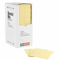 SOFT CARE ΟΔΟΝΤΙΑΤΡΙΚΗ ΠΕΤΣΕΤΑ ΚΙΤΡΙΝΗ - 1ply ΧΑΡΤΙ + 1ply ΠΛΑΣΤΙΚΟ  33cm x 45cm  500τεμ.