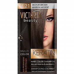 VICTORIA BEAUTY KERATIN THERAPY HAIR COLOR SHAMPOO V21 DARK BROWN 40ml