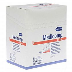 MEDICOMP DRAIN ΑΠΟΣΤΕΙΡΩΜΕΝΗ ΓΑΖΑ ΤΡΑΧΕΙΟΤΟΜΙΑΣ 6πλη 10x10cm 25x2τεμ.