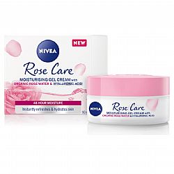 NIVEA ROSE CARE 48ωρο GEL-ΚΡΕΜΑ ΠΡΟΣΩΠΟΥ ΜΕ ΥΑΛΟΥΡΟΝΙΚΟ ΟΞΥ ΓΙΑ ΕΝΥΔΑΤΩΣΗ 50ml