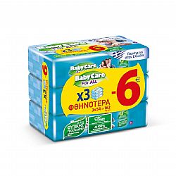 BABYCARE FOR ALL ΜΩΡΟΜΑΝΤΗΛΑ ΧΩΡΙΣ ΟΙΝΟΠΝΕΥΜΑ & PARABENS 3x54τεμ
