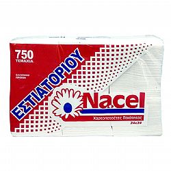 NACEL ΧΑΡΤΟΠΕΤΣΕΤΑ ΕΣΤΙΑΤΟΡΙΟΥ ΛΕΥΚΗ ΜΑΛΑΚΗ 24x24cm 750φ 5τεμ